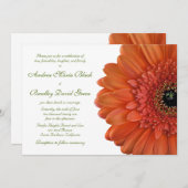 Oranje Gerbera Daisy Flower Wedding Invitation Kaart (Voorkant / Achterkant)