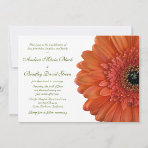 Oranje Gerbera Daisy Flower Wedding Invitation Kaart