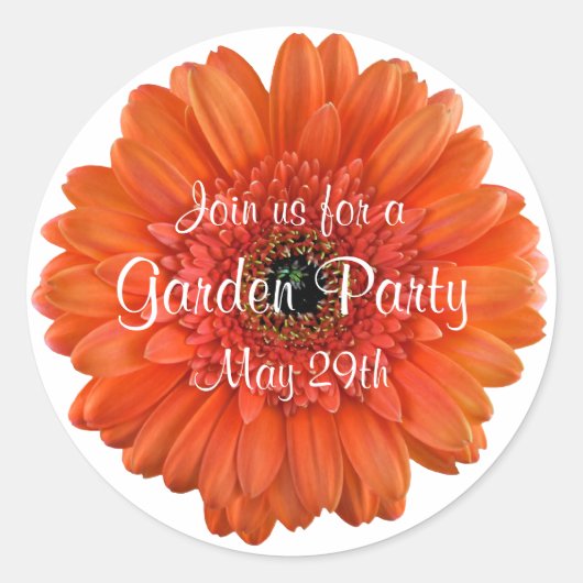 Oranje Gerbera Daisy Garden Party Envelopzegel Ronde Sticker (Voorkant)