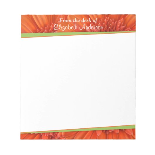 Oranje Gerbera Daisy Green gepersonaliseerd Notiti Notitieblok (Voorkant)