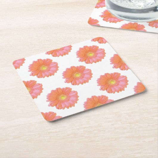 Oranje gerbera daisy kartonnen onderzetters (Schuin)
