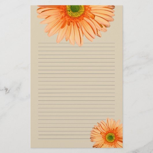 Oranje Gerbera Daisy Lined Personal Writing Paper Briefpapier (Voorkant)