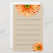 Oranje Gerbera Daisy Lined Personal Writing Paper Briefpapier (Voorkant / Achterkant)