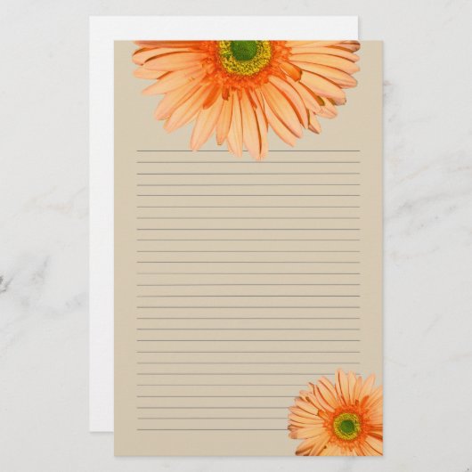 Oranje Gerbera Daisy Lined Personal Writing Paper Briefpapier (Voorkant / Achterkant)