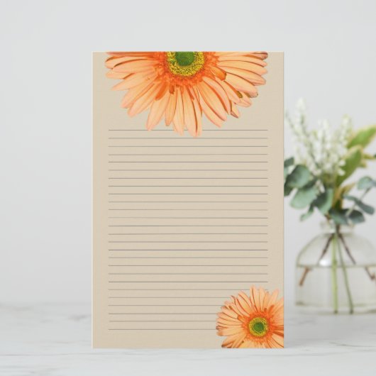 Oranje Gerbera Daisy Lined Personal Writing Paper Briefpapier (Staand voorkant)