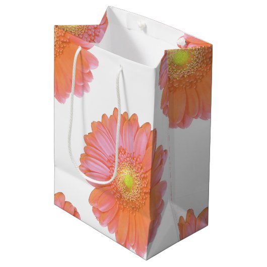 Oranje gerbera daisy medium cadeauzakje (Voorkant Gekanteld)