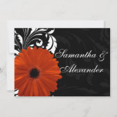 Oranje Gerbera Daisy met zwarte en witte scroller Kaart (Achterkant)