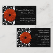 Oranje Gerbera Daisy met zwarte en witte scroller Visitekaartje (Voorkant / Achterkant)