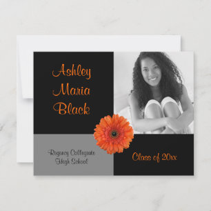 Oranje Gerbera Daisy Photo Afstuderen Invitation Kaart