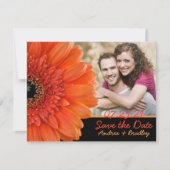 Oranje Gerbera Daisy Photo Wedding Save Date Save The Date (Voorkant)