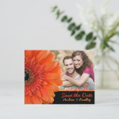 Oranje Gerbera Daisy Photo Wedding Save Date Save The Date (Staand voorkant)