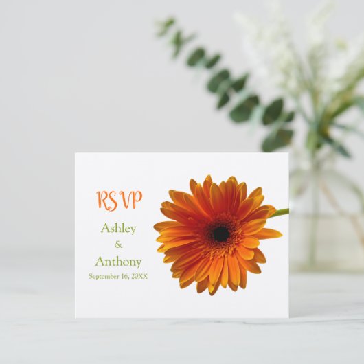 Oranje Gerbera Daisy Reactie Kaart (Staand voorkant)