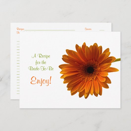 Oranje Gerbera Daisy Recept Kaart (Voorkant / Achterkant)