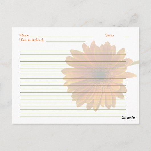 Oranje Gerbera Daisy Recept Kaart (Achterkant)