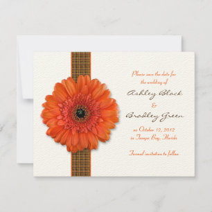 Oranje Gerbera Daisy Save the Date Kaart