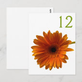 Oranje Gerbera Daisy Tafelnummer Kaart (Voorkant / Achterkant)