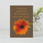 Oranje Gerbera Daisy Wedding Invitation - Bruin Kaart (Staand voorkant)