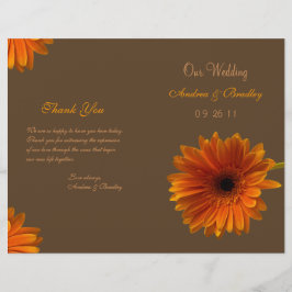 Oranje Gerbera Daisy Wedding Programme
