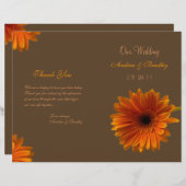 Oranje Gerbera Daisy Wedding Programme (Voorkant / Achterkant)