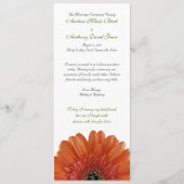 Oranje Gerbera Daisy Wedding Programme Programmakaart (Voorkant)