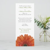Oranje Gerbera Daisy Wedding Programme Programmakaart (Staand voorkant)