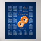 Oranje Gerbera Daisy Wedding Seating Chart Poster (Voorkant)