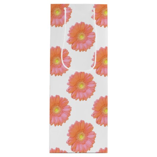 Oranje gerbera daisy wijn cadeautas (Voorkant)