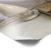 Oranje gerbera en boeken foto afdruk (Hoek)