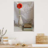 Oranje gerbera en oude boeken poster (Keuken)