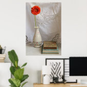 Oranje gerbera en oude boeken poster (Thuiskantoor)