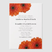 Oranje Gerbera Gerber Daisy Flower Wedding Vellum Uitnodigingen (Voorkant)