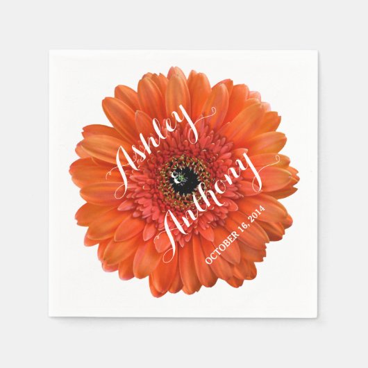 Oranje Gerbera Gerber Daisy gepersonaliseerde brui Servetten (Voorkant)