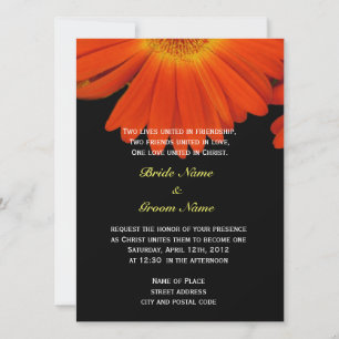 Oranje gerbera madelief bloem Christelijke bruilof Kaart