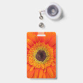 Oranje Gerbera Madeliefje Badge (Voorzijde met uittrekbare clip)