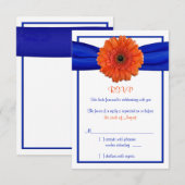 Oranje Gerbera Madeliefje Blauwe Huwelijksreactiek RSVP Kaartje (Voorkant / Achterkant)