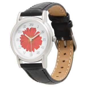 Oranje Gerbera Madeliefje Bloem Horloge