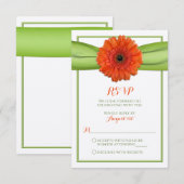 Oranje Gerbera Madeliefje Groene Trouw Antwoordkaa RSVP Kaartje (Voorkant / Achterkant)