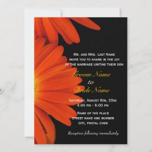 Oranje gerbera madeliefjes trouwkaart kaart