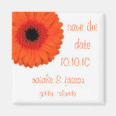 Oranje Gerbera Save the Date Magneet (Voorkant)