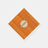 Oranje geruit & bruin kraft rustieke monogram init servetten (Hoek)