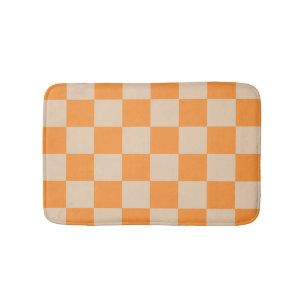 Oranje geruit ginghpatroon badmat