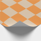 Oranje geruit ginghpatroon cadeaupapier (Hoek)