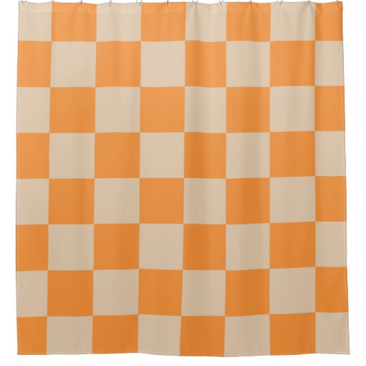 Oranje geruit ginghpatroon douchegordijn (Voorkant)