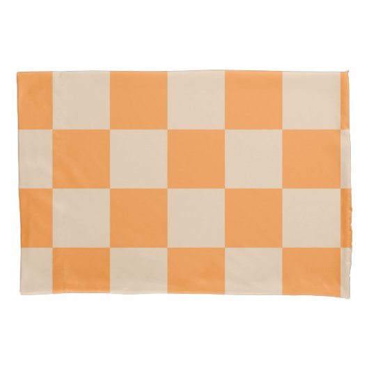 Oranje geruit ginghpatroon kussensloop (Voorkant)