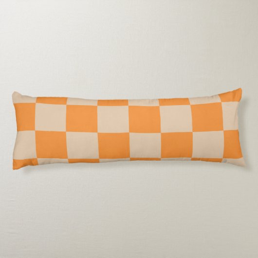 Oranje geruit ginghpatroon lichaamskussen (Achterkant)