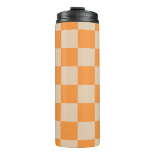 Oranje geruit ginghpatroon thermosbeker