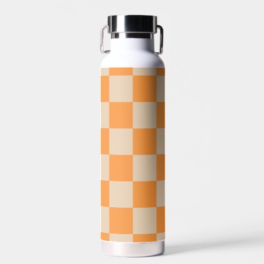 Oranje geruit ginghpatroon waterfles (Voorkant)