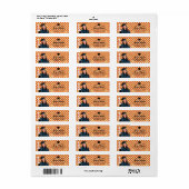 Oranje geruite aangepaste foto afstudeeradres etiket (Full Sheet)