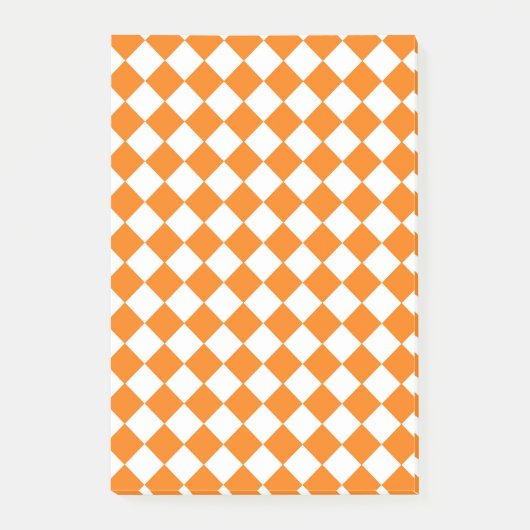 Oranje geruite diamant patroon post-it® notes (Voorkant)