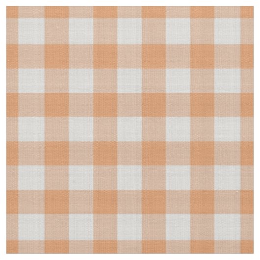 Oranje geruite Gingham Plaid Stof (Close Up)